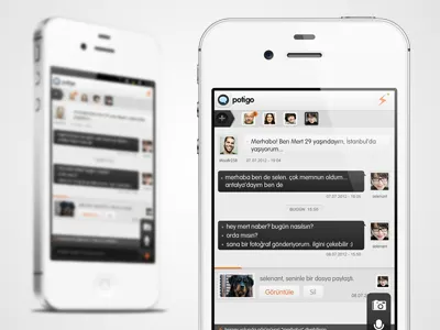 Potigo android apk app chat ios iphone mobile ui white
