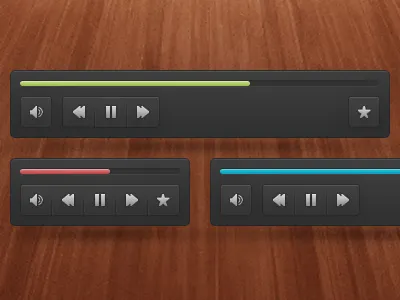 Audio UI blue dark free freebies green minimal monotone red silver ui