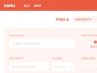 Real Estate site mock-up layer style diet price range real estate retina search slider