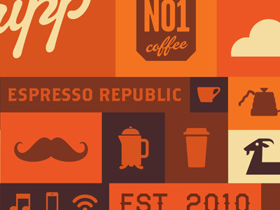 Dripp Brand Pattern bar bean bike camera coffee dripp espresso espresso republic fixed flag french press glasses goat ice cream icon illustration iphone mobile mug music mustache no1 palm pattern republic shop v60 wifi wireless