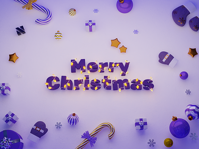 Marry Christmas Illustration 3d art artwork candy christmas decoration design garland gifts holiday illustration lights merry mittens presents winter