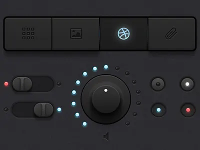 Ui-kit (In progress, some assets available) app buttons dark desktop glow interface ios kit knob led light radio rubber switch tits ui wheel