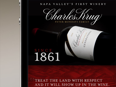 Charles Krug - Mobile homepage mobile design ui
