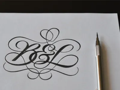 B&L Monogram II lettering monogram pencil personal script sketch tattoo type typography