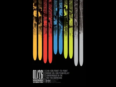 Ski Race Poster - concept 2 blue design elegant seagulls green marquette noquemanon orange print red ski typography