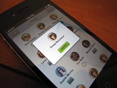 Inviting Zooey UI app avatar button circle interface invite iphone popup round ui zooey