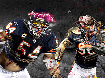 Chicago Bears - Monsters of the Midway background brian urlacher chicago chicago bears design brass desktop devin hester graphic design jay cutler julius peppers nfl print wallpaper