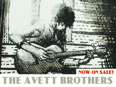 The Avett Brothers Gigposter bear cabin in the woods country folk gigposter guitar limited edition oregon wild