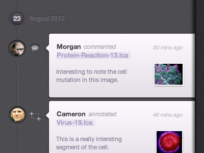 Timeline Commenting avatar icon ipad