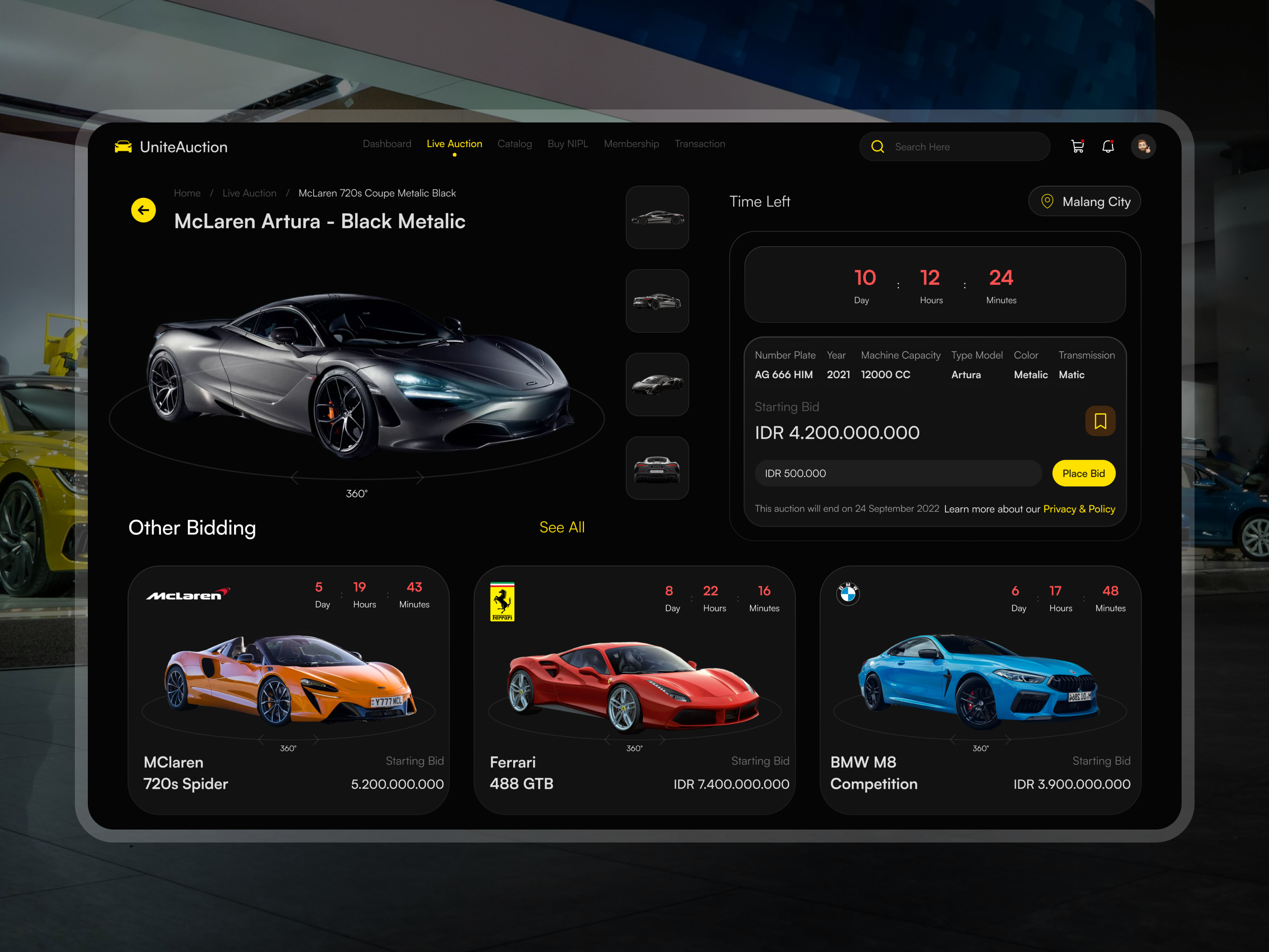 Unit Auction - Sports Car Bidding & Auction Website auction bid bidding bmw car hyper car landing page mclaren sports car super car uiux uiux design web web design website