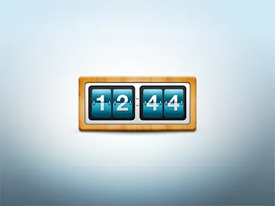 Clock Icon blue digital flip icon set icons illustration ios iphone mobile photoshop practice realism realistic rings texture time ui wood