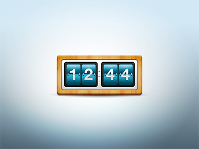 Clock Icon blue digital flip icon set icons illustration ios iphone mobile photoshop practice realism realistic rings texture time ui wood