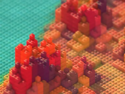 New York City 3d isometric lego map new york