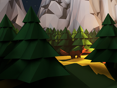 Campfire Close-up 2 3d 4d camp cinema 4d fire forest low poly mountains photoshop