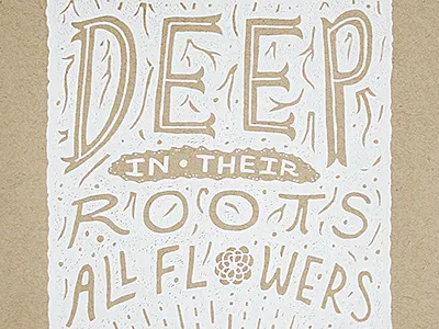 roethke-silkscreen-print 8x10 illustrated kraft print quote roethke silkscreen silver white
