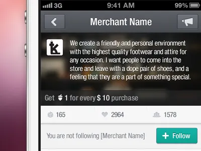 Merchant Profile gray ios app light turquoise white