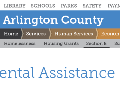 Arlington County Wonderbread navigation ui
