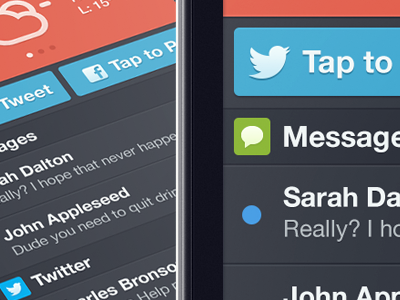Notification Center iOS center climacons ios ios6 iphone mail message notification twitter ui update weather wip