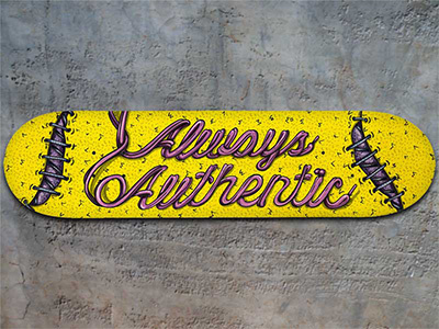 Always Authentic Skateboad bordo bello gnarly illustration skateboard