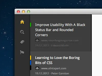 Words App Remake UI app articles desktop font gui icon instapaper interface list long form mac osx pocket read readability reading redesign search tags text typography ui