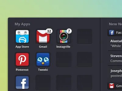 Pokki App Menu app clean dark grid menu notifications pc pokki simple ui web app windows