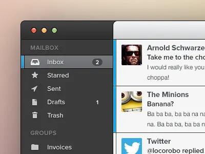 Mail app app blurry bg ftw concept dark email gui mac mac os x mail mail app sarah sidebar ui unread
