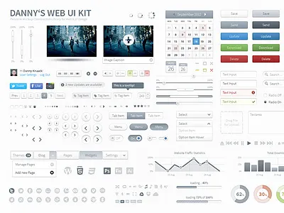 UI Library Light arrow button glyphicons gradient graph icons iconsweets kit library light menu mockup photoshop pictogram slider symbol ui vector web
