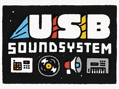 USB Sound System branding cartoon cute design doodle fun graphic design illustration japanese kawaii lettering logo motion graphics music music album swedish columbia type usb