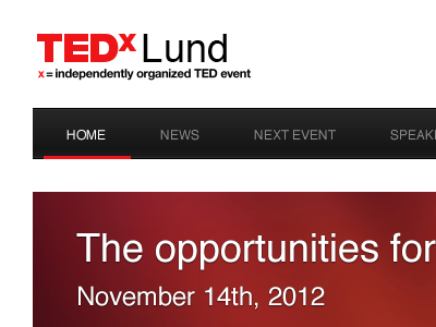 TEDx Lund black lj system navigation red website white
