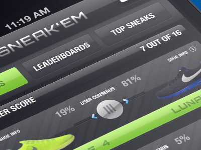 Sneak'em shoe game concept dark game nike shoes ui