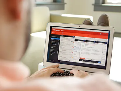 Get Snappy w/ your feet up! app branding design email focus lab help desk interface logo oh snap robot snappy support ui user interface ux yummy