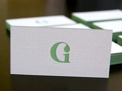 Letterpress Business Cards blind emboss business card edge painting green letterpress