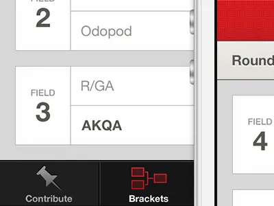 Dodgeball Brackets bracket brackets design agency dodgeball interface ios iphone simple