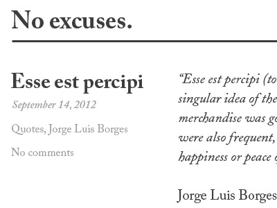 No Excuses blog minimalist serif