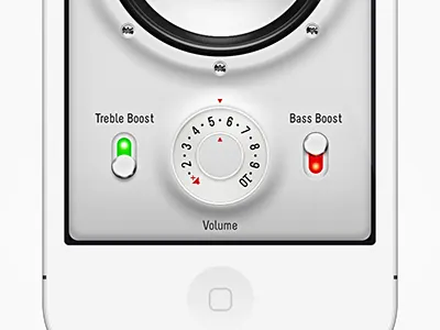 speaker app anisotropy bass db dial knob loud reflection rotate round screw speaker switch treble volume