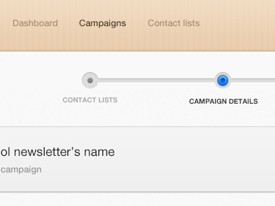 CakeMail's Campaign Creation Process beige button cakemail campaign cancel chocolate clean continue email emma watson flow form