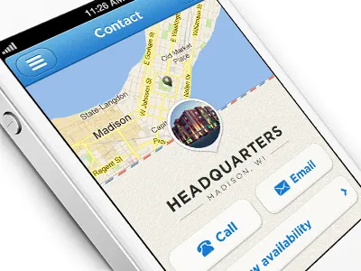 Contact buttons contact icons ios iphone map mobile ui