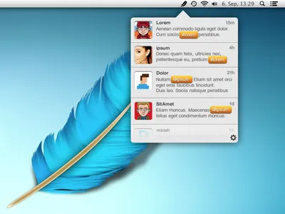 Feather.app UI app bar bird blue feather mac menu osx search twitter ui