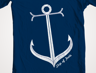 Ship of Fools Screen Print Tee anchor blue erika mackley fabric graphic mock mock up navy one color fools print rebound sea ship tee texture vector water
