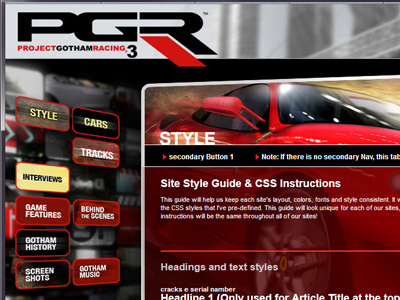 Project Gothem 3 Website Design games graphic design guild wars interactive project gotham ui