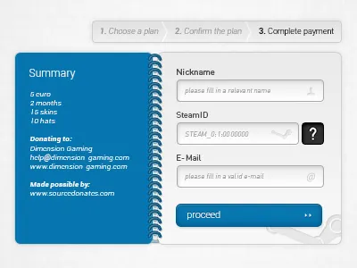 Source Donates Summary community login opensource source donates sourcemod steam steps summary ui valve