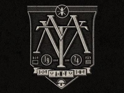 MTV Crest 1974 australia branding corporate identity crest design agency early morning emblem gold coast logo logo design matt vergotis monogram pencil sun surfboard typography verg verg advertising wave