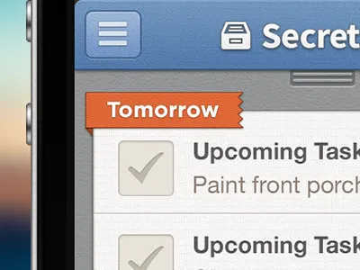 Upcoming Tasks activity app categories check mark clean clear gui header home ios iphone list management modern navigation task tasks to do ui ux visual