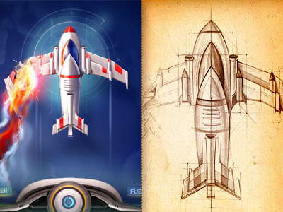 Arcade arcade fire game glow interface ios iphone navigation plane prototype scanner screen shooter sketch