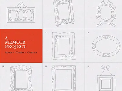 A Memoir Project — Homepage frames illustration line drawing memoir project red tiles