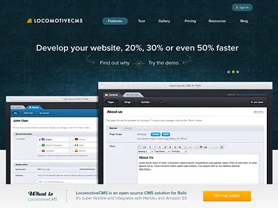 Locomotive CMS Landing Page cms interface landing page web