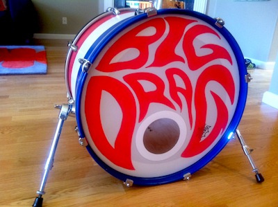 Drum head in action big drag drums rock n roll