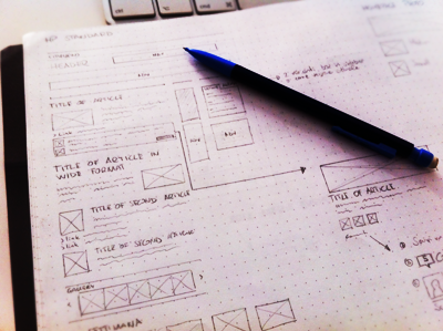 Magazine Homepage Sketch design dot grid pencil sketch ui web wireframe
