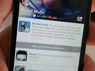InstaBAM! Photo screen with comment previews app comments instagram ios iphone iphone app list photo retina share ui user