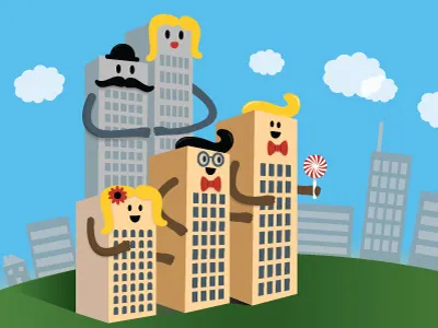 Little Boxes buildings city happy illustration vector